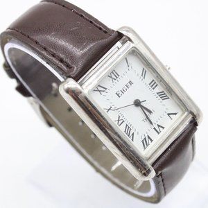 EIGER Watch Mens Silver Tone Stainless Steel Classic Roman Numbers Dial Quartz